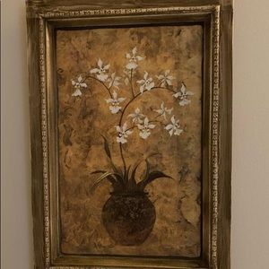 Flower pot painting in distressed frame